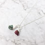 925 Sterling Silver Two Crystal Birthstone Necklace, thumbnail 2 of 6