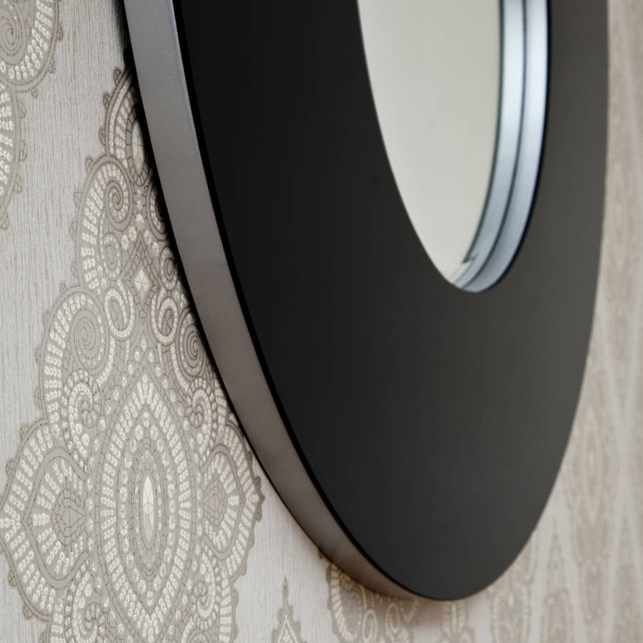 glossy black round mirror by decorative mirrors online