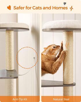 Cat Tree 165 Cm Modern Cat Tower Washable Cat Furniture, 9 of 12