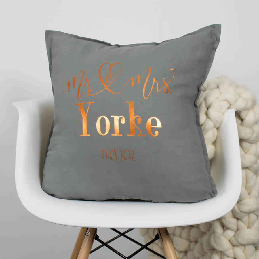 copper and grey cushion
