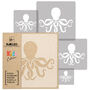 Reusable Plastic Stencils Five Octopus With Brushes, thumbnail 4 of 5