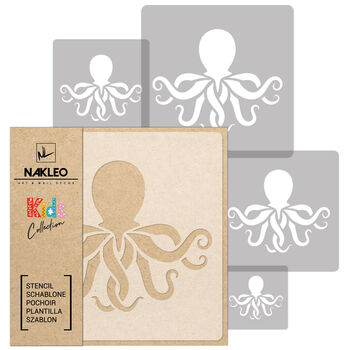 Reusable Plastic Stencils Five Octopus With Brushes, 4 of 5