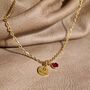 Personalised Birthstone And Engraved Initial Gold And Silver Charm Necklace, thumbnail 1 of 6