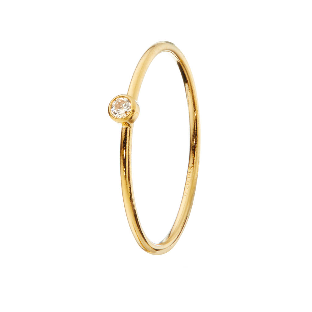 Small Single Diamond Style Ring In Gold Or Silver By LILY & ROO