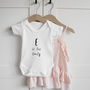 Personalised Alphabet Name New Baby Bodysuit, thumbnail 1 of 4