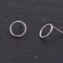 Sterling Silver Minimalist Open Circle Stud Earrings, thumbnail 3 of 12