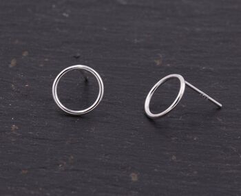 Sterling Silver Minimalist Open Circle Stud Earrings, 3 of 12