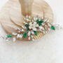 Crystal And Green Leaf Hair Comb, thumbnail 1 of 5