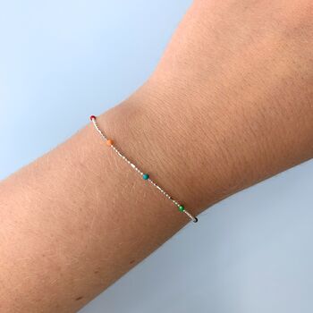 Sterling Silver Colourful Bead Bracelet, 2 of 8