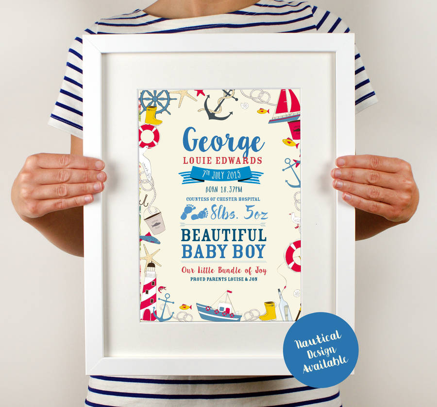 Personalised Floral Birth Details Print By Over & Over