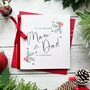 Mum And Dad Mistletoe Christmas Card, Customisable, thumbnail 5 of 5