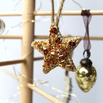 Hand Embroidered Star Christmas Decoration, 2 of 12