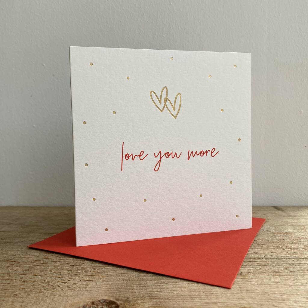 Love You More Gold Foil Couples Card