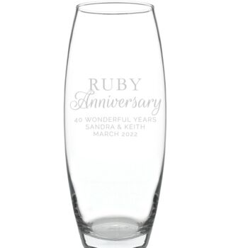 Personalised 'Ruby Anniversary' Glass Vase, 2 of 2