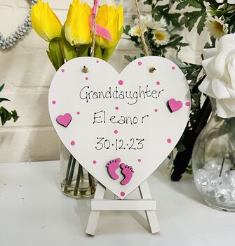 Personalised New Baby Granddaughter Grandson Heart Card, 2 of 7