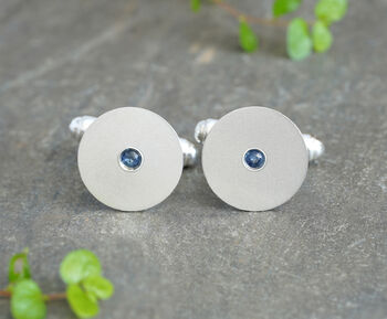 Men's Sterling Silver Tuxedo Shirt Studs With Natural Blue Sapphires, Set Of Five, 4 of 5