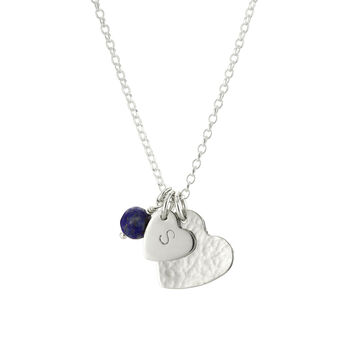 Gold Or Silver Heart Initial Necklace + Birthstone, 5 of 6