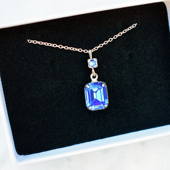 Sapphire Blue Vintage Crystal Necklace, 2 of 4