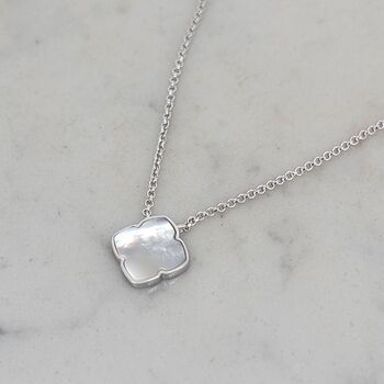 The Lucky Clover Mother Of Pearl Necklace, Silver, 3 of 7