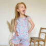 Girls Butterfly Cotton Pyjama Frilly Short Set, thumbnail 3 of 7