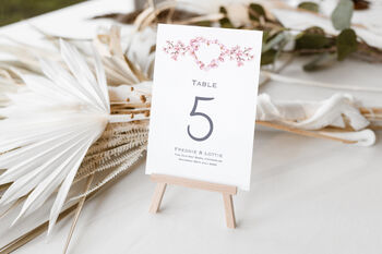 Wedding Table Numbers Pink Heart Cherry Blossom, 3 of 4