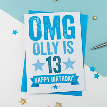 Omg You're 13 Personalised Birthday Card, 2 of 3