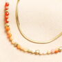 Semi Precious Double Layered Herringbone Beaded Necklace In Gold, thumbnail 3 of 3