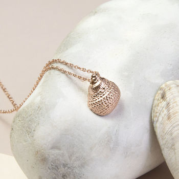Sterling Silver Rose Gold Nutmeg Shell Necklace, 3 of 5