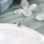 Sterling Silver Vintage Inspired Tiny Emerald Green Cz Ring, thumbnail 5 of 12