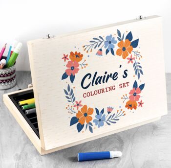 Personalised Flower Garland Colouring Set, 3 of 4