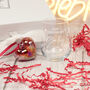 Bows And Hearts Happy Anniversary Stemless Glass With Red Heart Gift Set, thumbnail 4 of 7