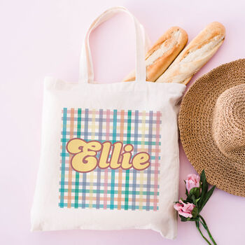 Personalised Pastel Gingham Easter Bag, 2 of 4