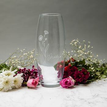 Personalised Vase With Birth Flower Engraving, 3 of 6