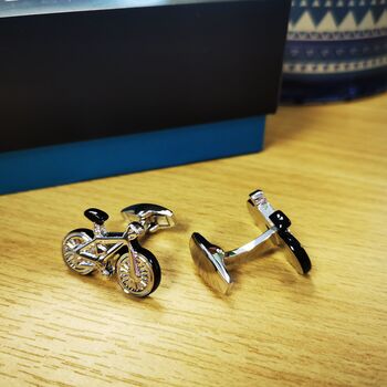 Bicycle Engravable Personalised Cufflinks And Gift Box, 3 of 6