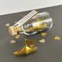 Personalised Gold Paper Ship In A Bottle – Golden Anniversary Gift, thumbnail 3 of 12