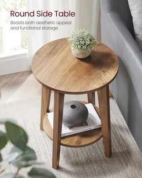 Small Round Table Side Table With Lower Shelf, 4 of 11