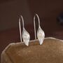 Sterling Silver Calla Lily Flower Hook Earrings With Fresh Water Pearls, thumbnail 1 of 8