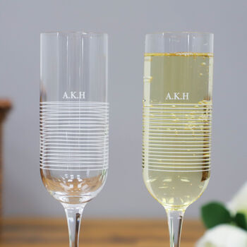 Personalised Initial Line Champagne Flute Set Of Two, 2 of 10