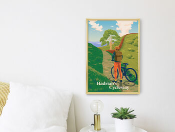 Hadrian's Cycleway Cycling Travel Poster Art Print, 3 of 8