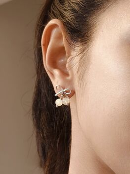 Bow Double Gold Rutilated Quartz Earrings, 6 of 10