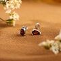Sterling Silver Extra Tiny Genuine Garnet Droplet Stud Earrings, thumbnail 1 of 9