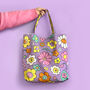 Large Lilac Floral Canvas Tote Bag, thumbnail 1 of 2