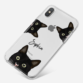 Personalised Black Cat Name Clear Phone Case, 2 of 5
