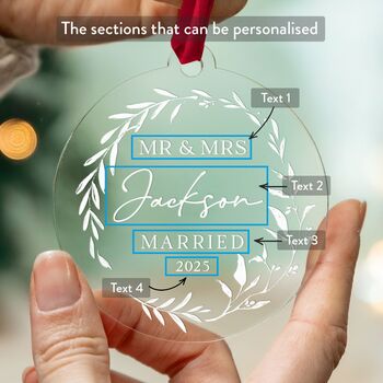 Personalised First Christmas Married Christmas Bauble, 5 of 10