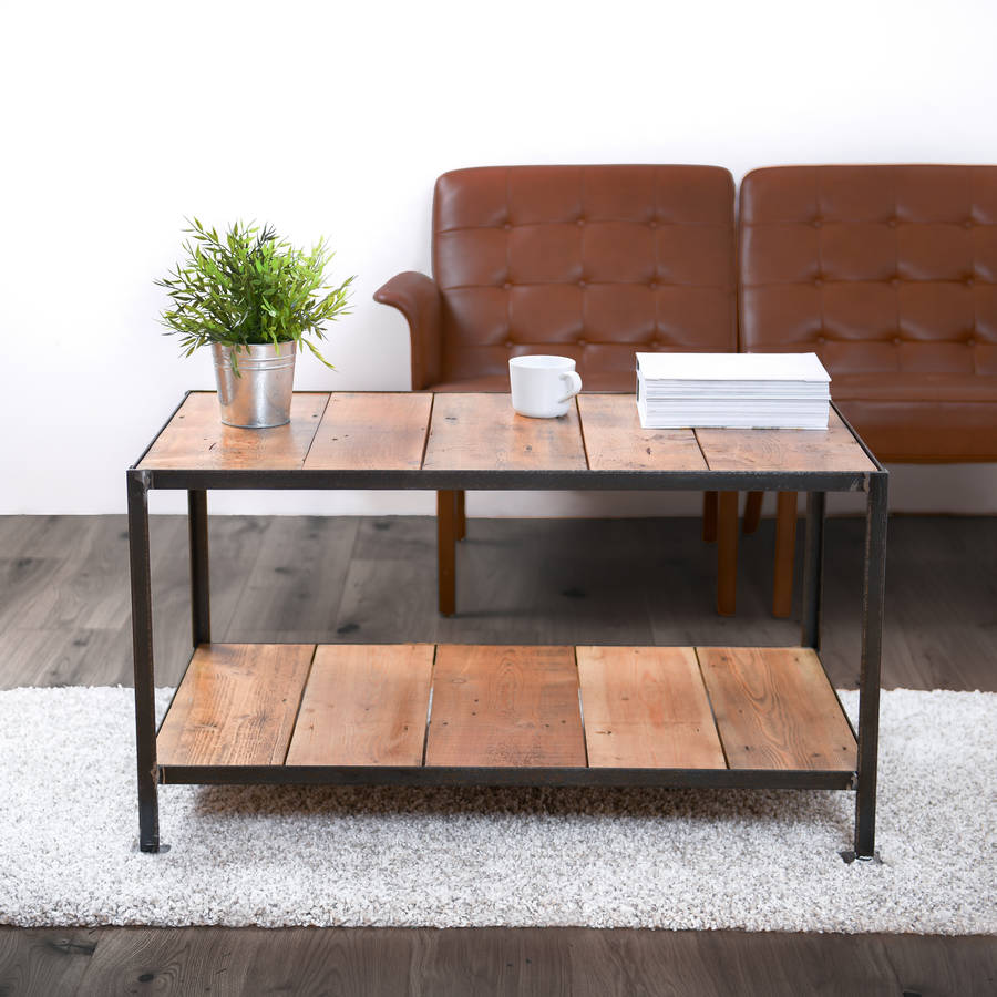 reclaimed wooden coffee table industrial style by edgeinspired