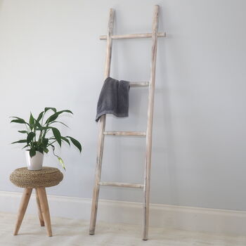 White Wooden Towel Ladder Bathroom, 2 of 8