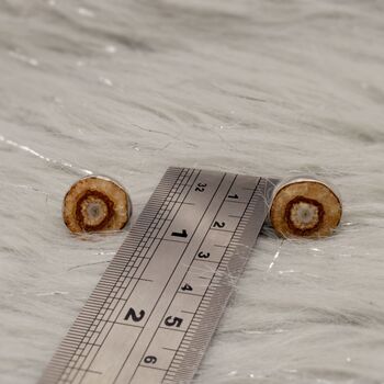 Brown Druzy Agate Silver Stud Earrings, 6 of 6