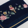 Rosy Posy Embroidered Blue Large Jewellery Box, thumbnail 3 of 6