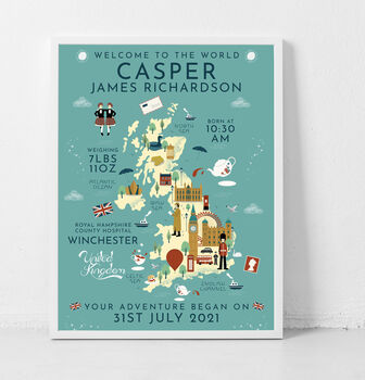 Personalised Keepsake Birth Print Born In The UK, 5 of 6