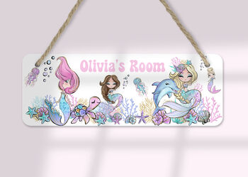 Personalised Mermaid Door Sign, Kids Bedroom Decor, 2 of 5